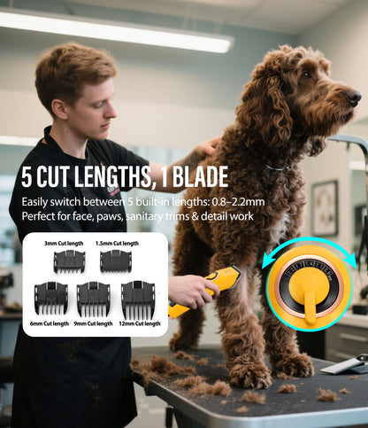 F200 Professional Dog Grooming Clipper & Replacement Blade, 12-Hour Runtime, 3-Speed Cordless Pet Trimmer