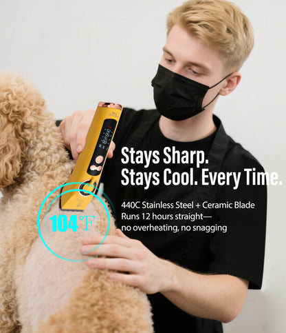 F200 Professional Dog Grooming Clipper & Replacement Blade, 12-Hour Runtime, 3-Speed Cordless Pet Trimmer