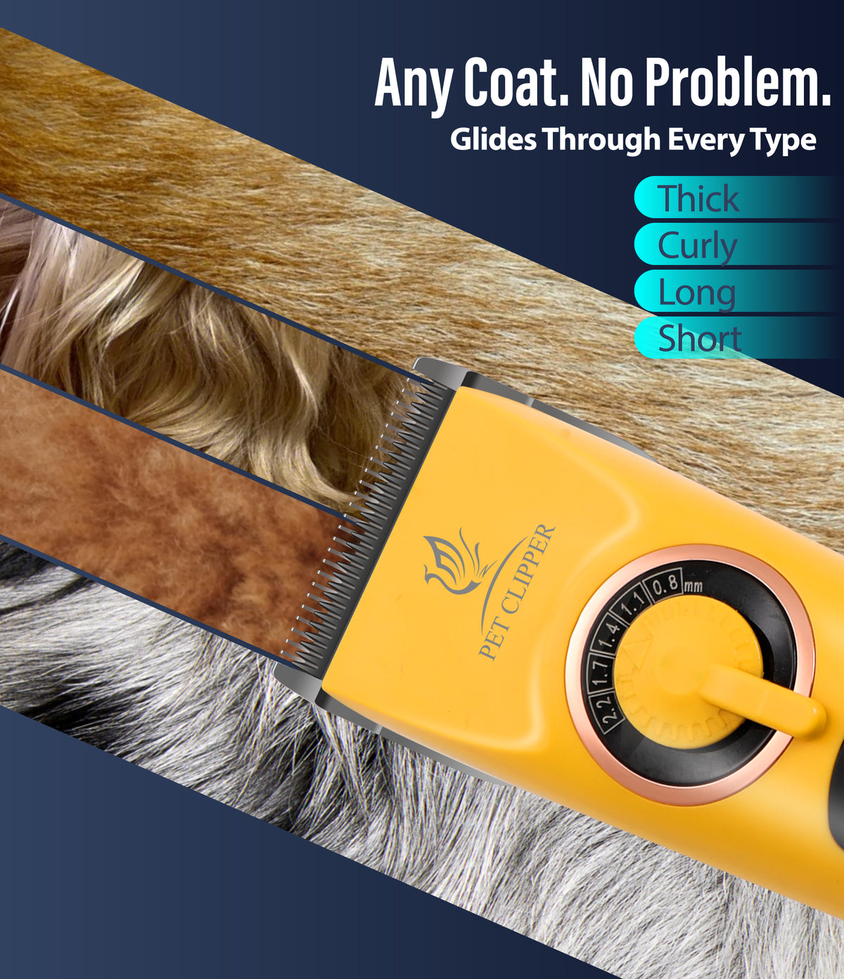F200 Professional Dog Grooming Clipper & Replacement Blade, 12-Hour Runtime, 3-Speed Cordless Pet Trimmer
