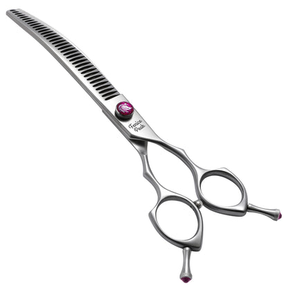 Violet & Silver Dog Grooming Scissors & Sets, Straight, Curved, Thinner & Chunker, 7/7.5/8 Inch, 440C Steel
