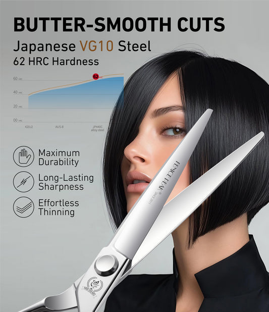 Professional Hair Cutting & Thinning Scissors, 5.5-6.8 Inch, VG10 Japanese Steel, CNC Barber Shears