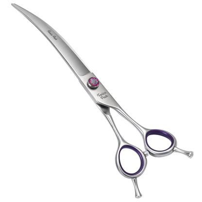Violet & Silver Dog Grooming Scissors & Sets, Straight, Curved, Thinner & Chunker, 7/7.5/8 Inch, 440C Steel
