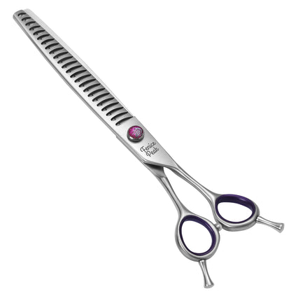 Violet & Silver Dog Grooming Scissors & Sets, Straight, Curved, Thinner & Chunker, 7/7.5/8 Inch, 440C Steel