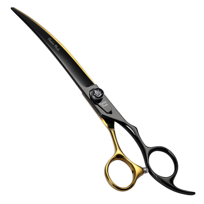 Black & Gold Dog Grooming Scissors & Sets, Straight, Curved, Thinner & Chunker, 7/8 Inch, 440C Steel