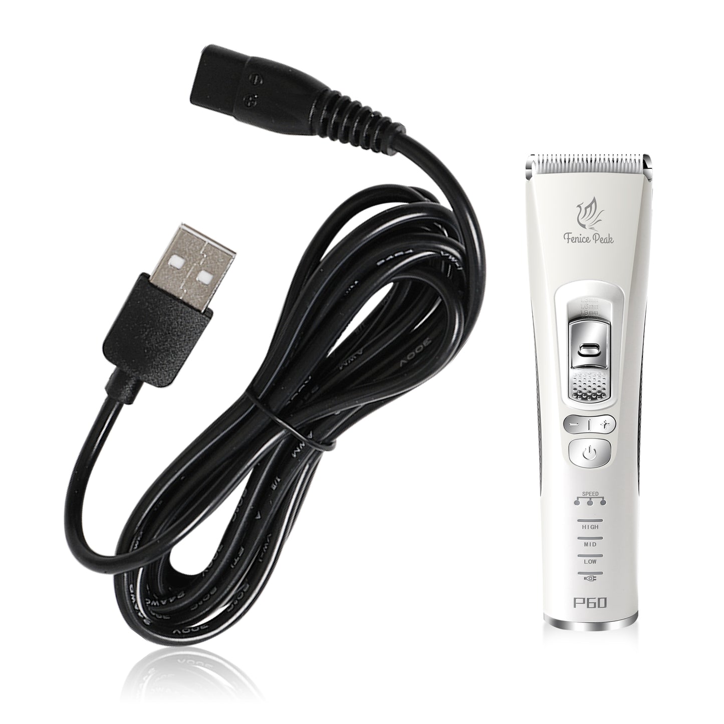P60 Dog Grooming Clipper, Replacement Blades & Charger, 3-Speed Low Noise Cordless Pet Trimmer