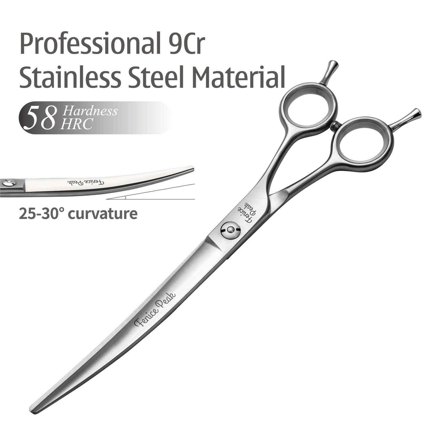 3-Piece Dog Grooming Scissors Set, Straight, Thinning & Curved Shears with Case, 7/8 Inch