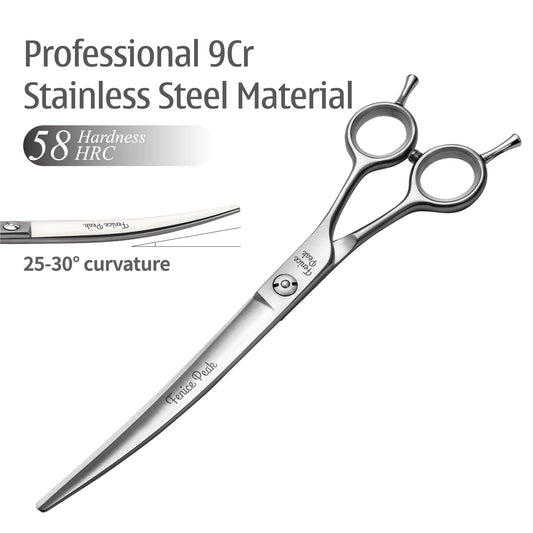 3-Piece Dog Grooming Scissors Set, Straight, Thinning & Curved Shears with Case, 7/8 Inch