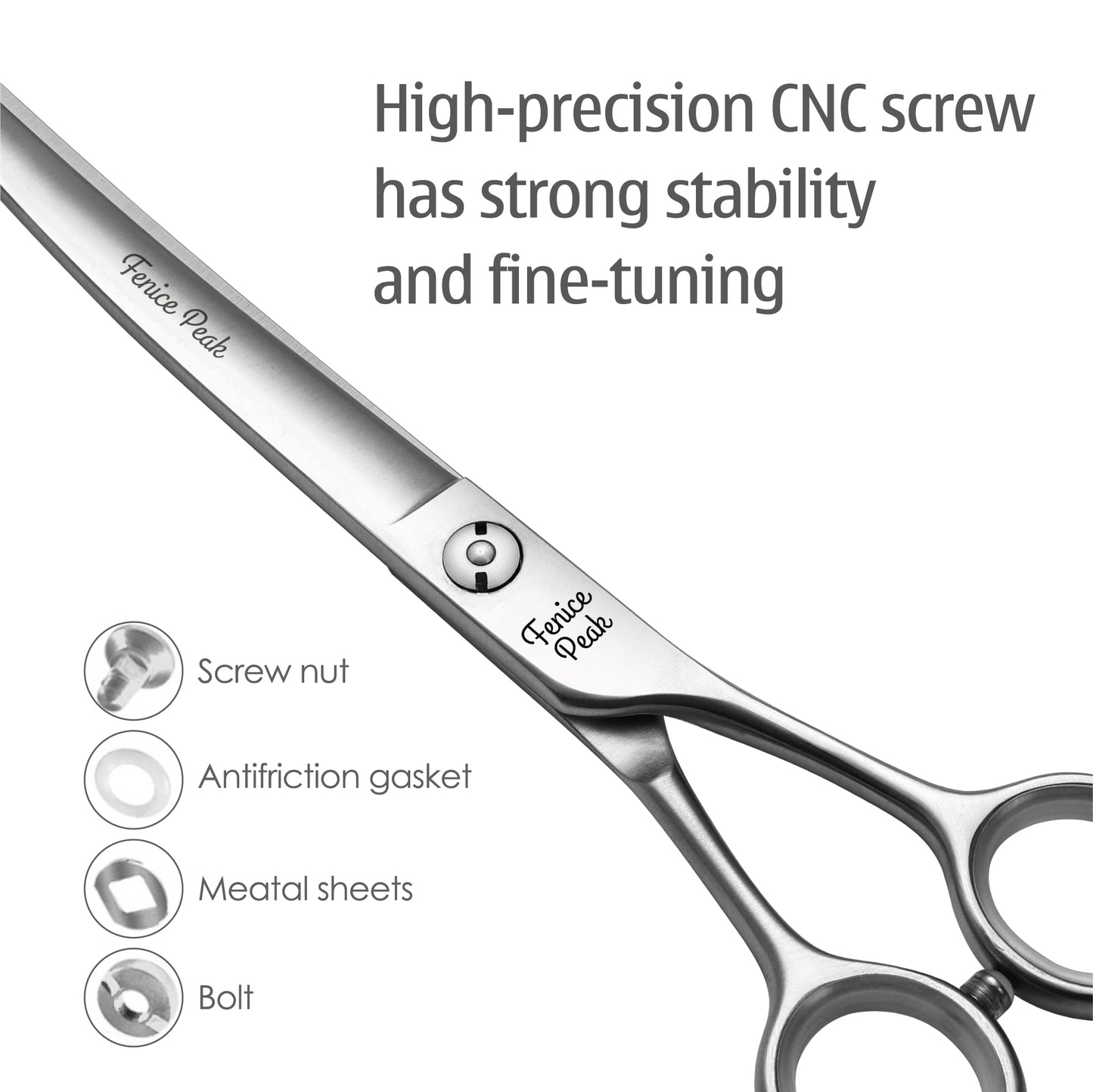 3-Piece Dog Grooming Scissors Set, Straight, Thinning & Curved Shears with Case, 7/8 Inch