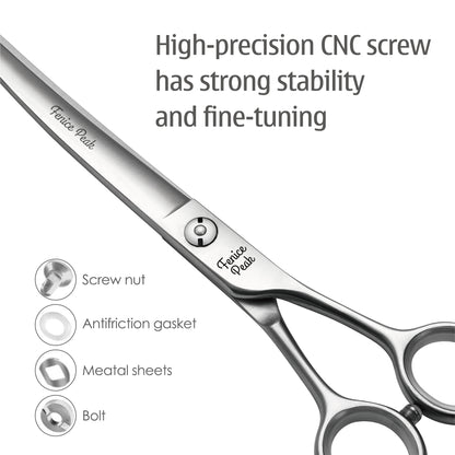 3-Piece Dog Grooming Scissors Set, Straight, Thinning & Curved Shears with Case, 7/8 Inch